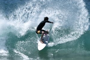5 Spark model in XCore technology - Tom Butterworth at North Narrabeen Beach, designed by Simon Anderson Surfboards