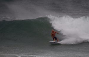 Mark Anderson riding the new 6'2 Thruster surfboard at The Point